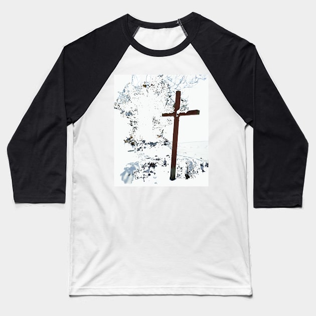 Cross in the Snow Baseball T-Shirt by aldersmith